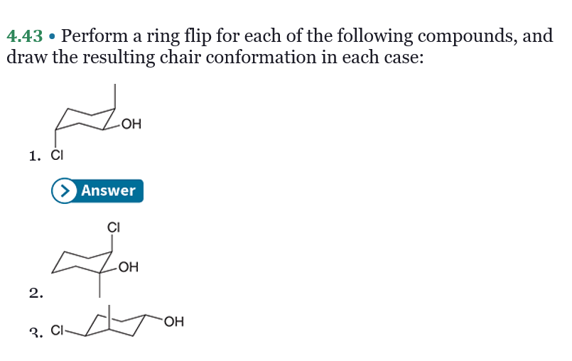 Solved 4.43 • Perform a ring flip for each of the following