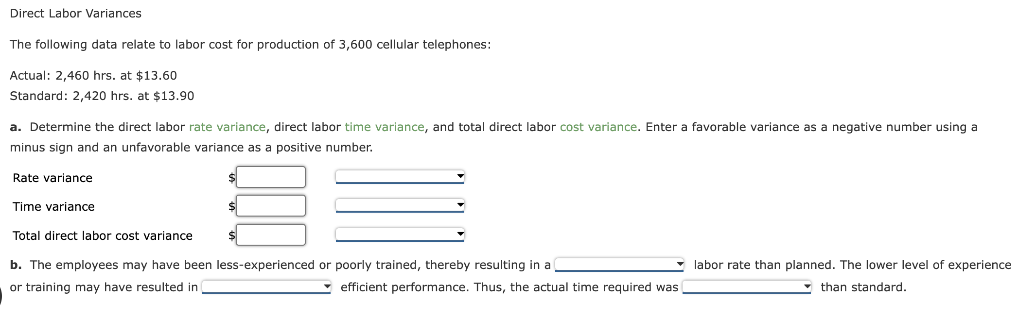 Solved Direct Labor Variances The following data relate to | Chegg.com