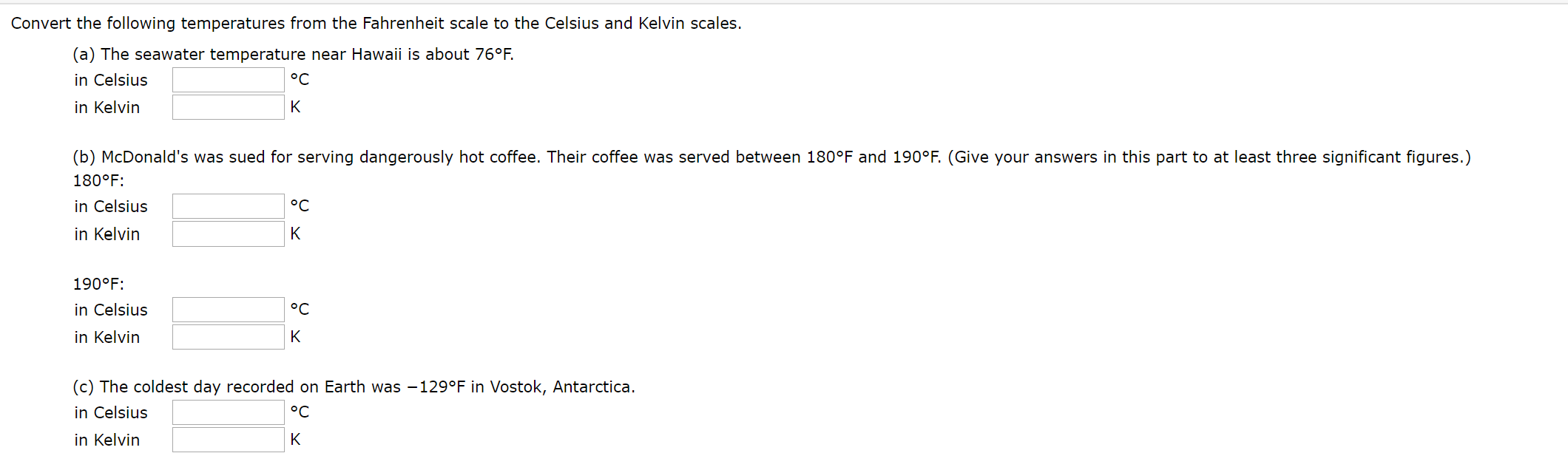 Solved Convert the following temperatures from the | Chegg.com