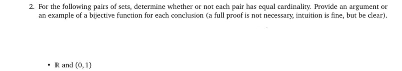 Solved 2. For the following pairs of sets, determine whether | Chegg.com