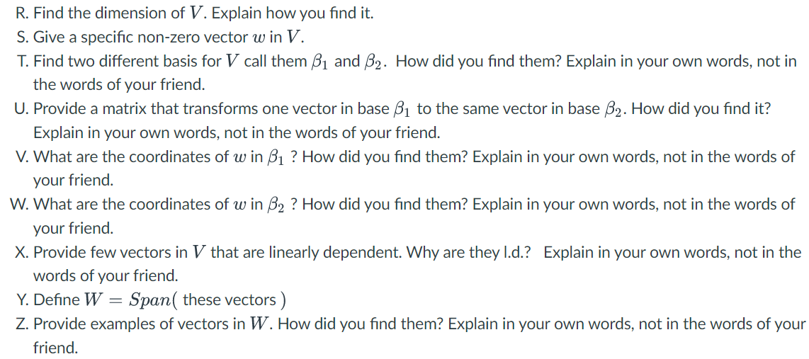 Provide an example of a set V, a field K, an | Chegg.com