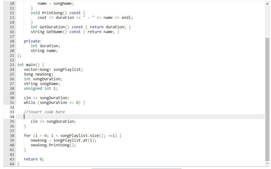Solved C++ Write code to read a list of song durations and | Chegg.com