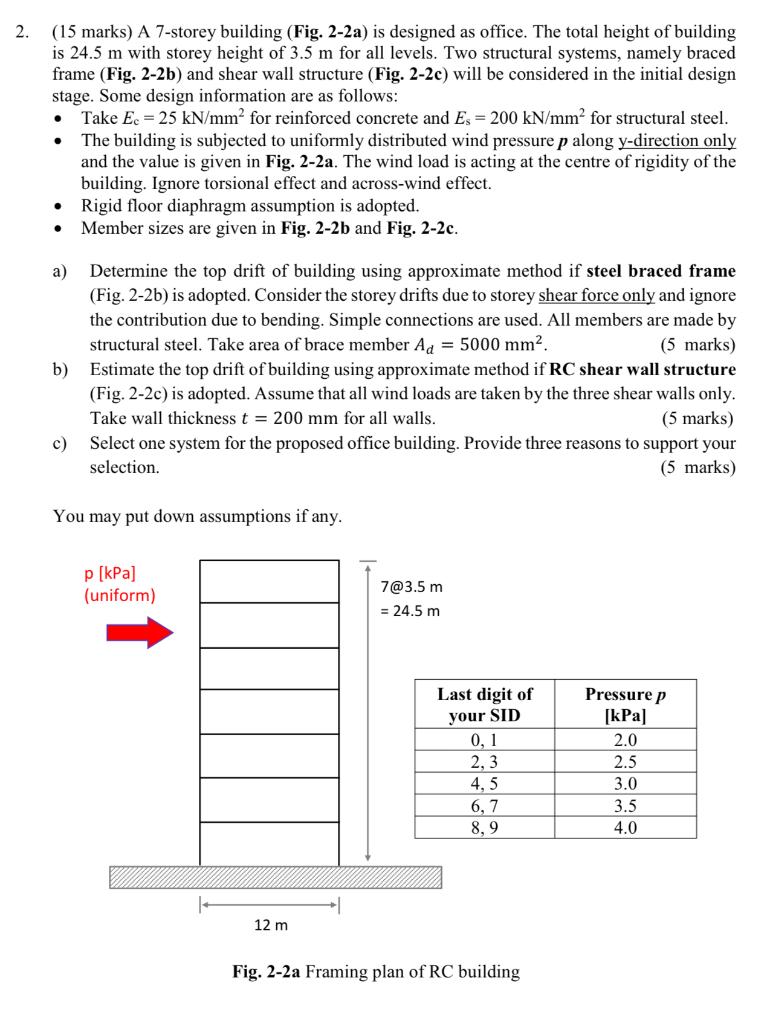 Solved 2. . (15 marks) A 7-storey building (Fig. 2-2a) is | Chegg.com