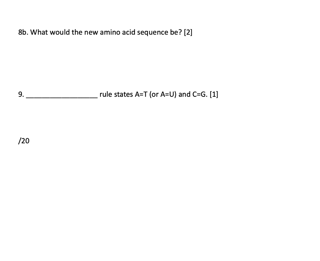 Solved PROTEIN SYNTHESIS PROBLEM SHEET Using the codon wheel | Chegg.com