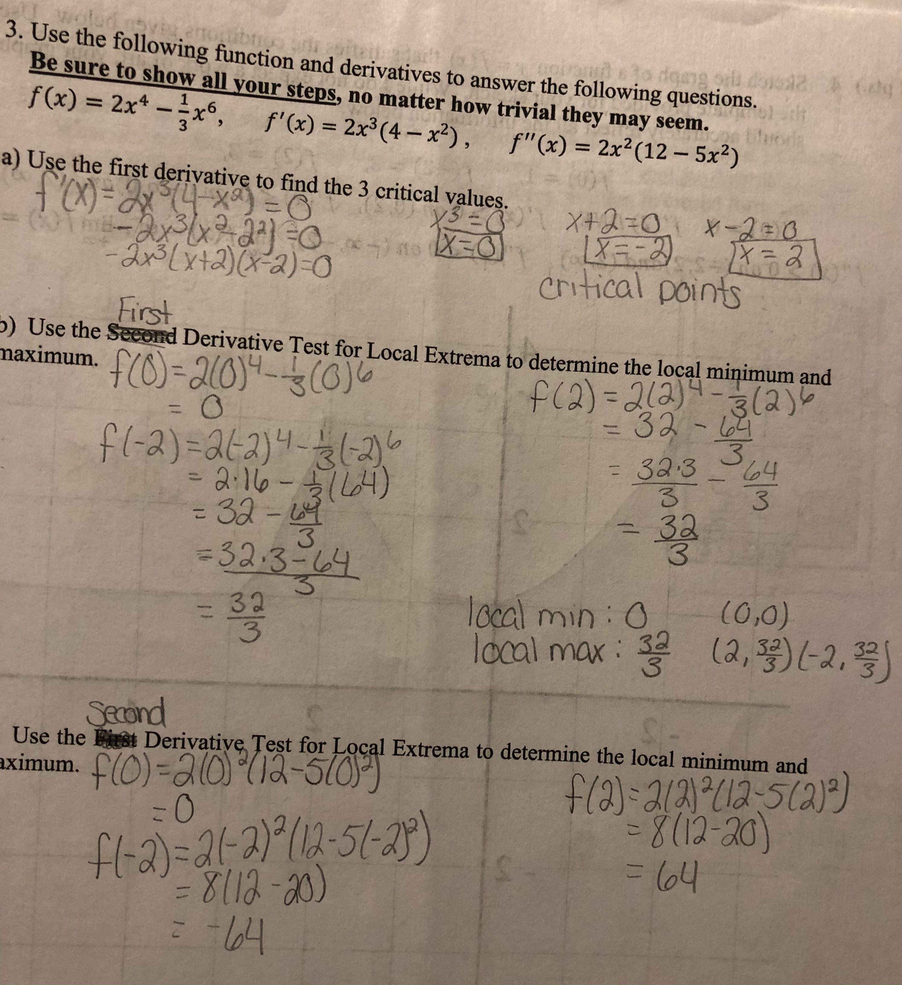 Solved 3. Use the following function and derivatives to | Chegg.com