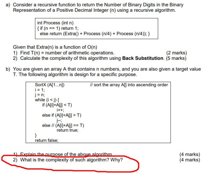 Solved a) Consider a recursive function to return the Number | Chegg.com