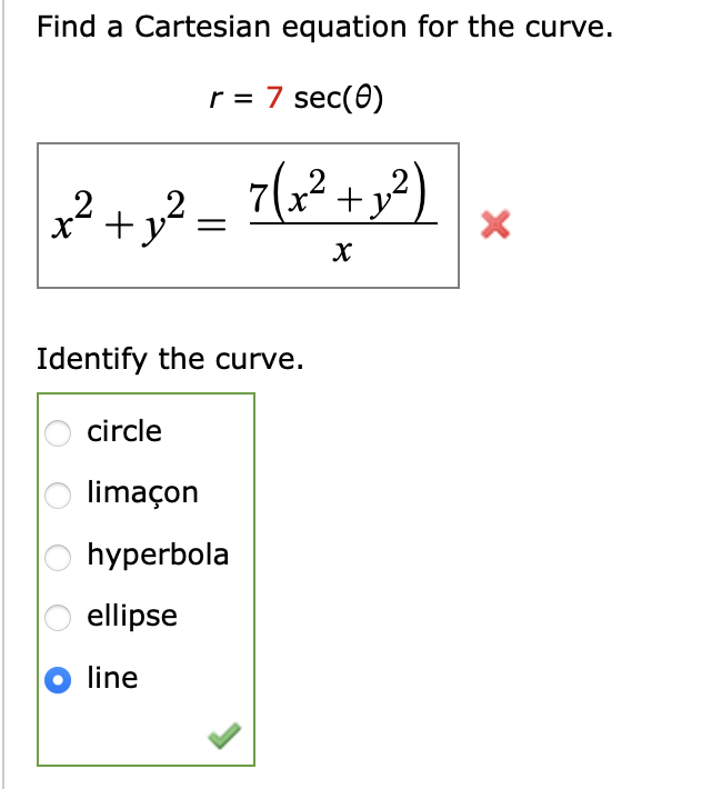 Solved Find A Cartesian Equation For The Curve 6031