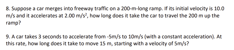 Solved 8. Suppose a car merges into freeway traffic on a | Chegg.com