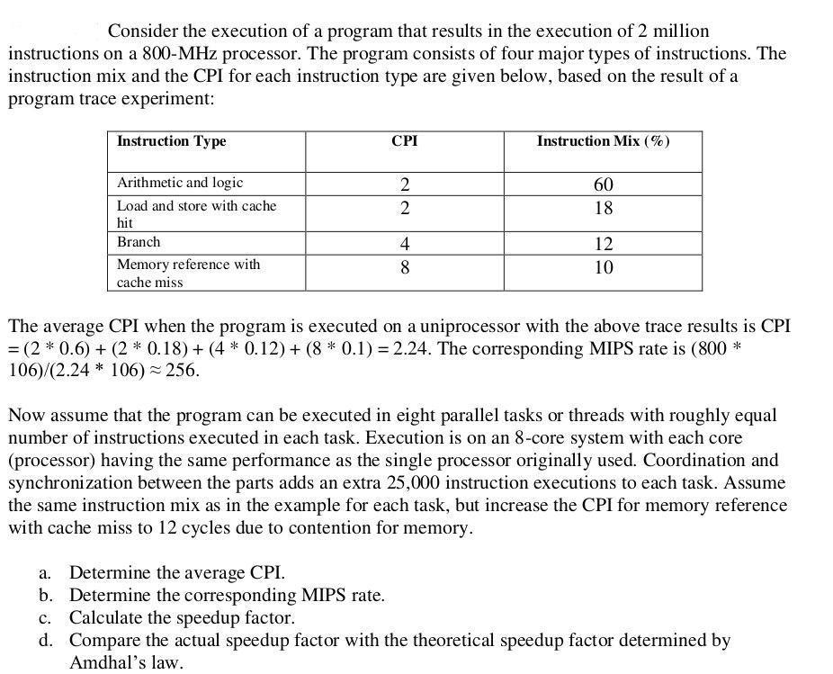 Solved Consider the execution of a program that results in | Chegg.com