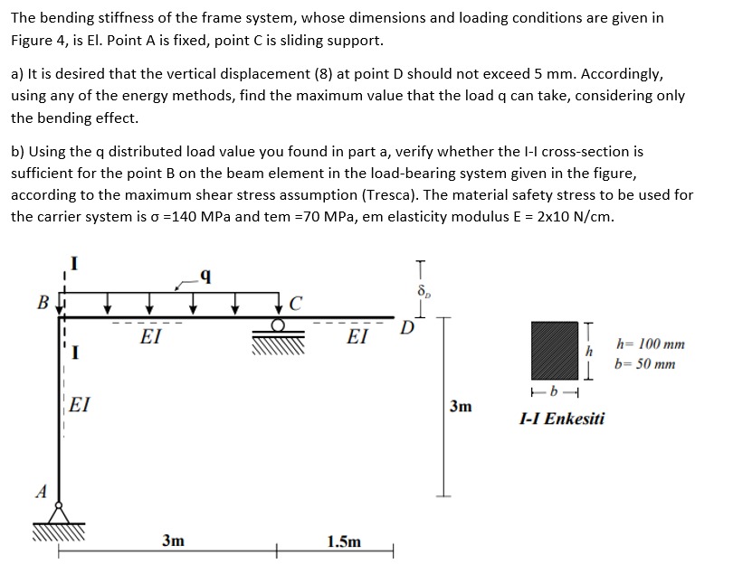 The bending stiffness of the frame system, whose