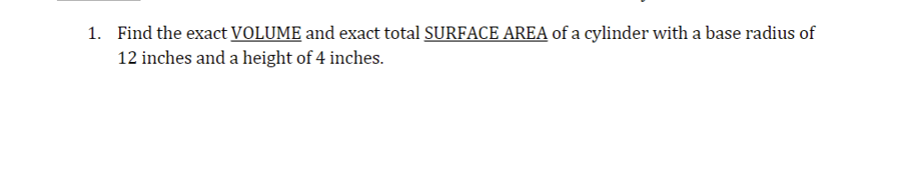 what is the exact area of the cylinder's base