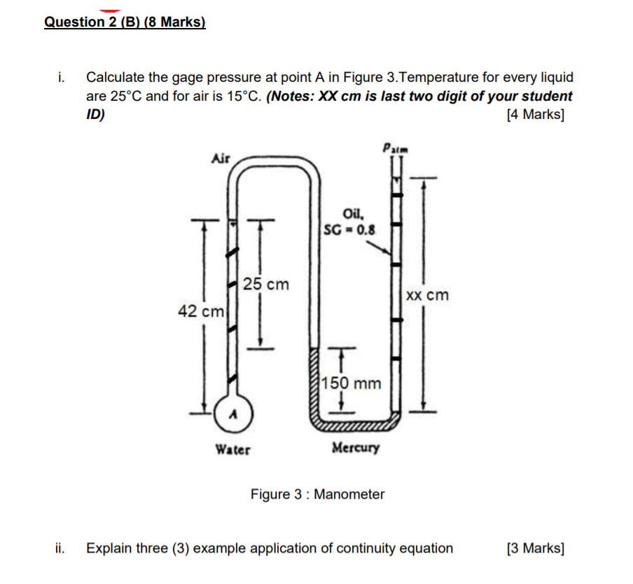 Solved 1- Calculate the gage pressure at point A in | Chegg.com