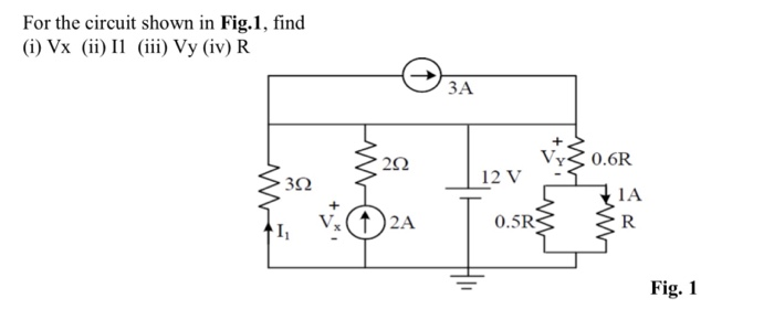 Solved For the circuit shown in Fig.1, find (i) Vx (ii Il | Chegg.com