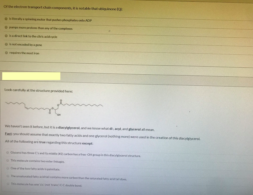 Solved of the electron transport chain components, it is | Chegg.com