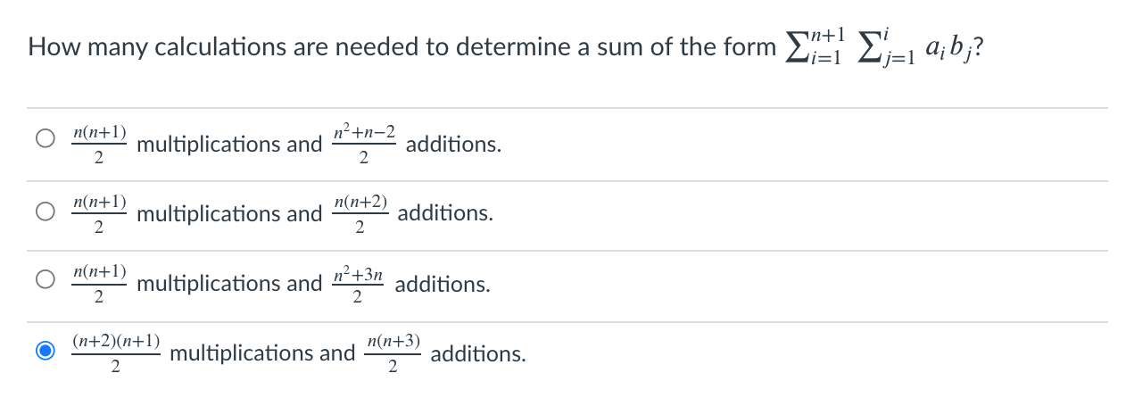 Solved How many calculations are needed to determine a sum | Chegg.com