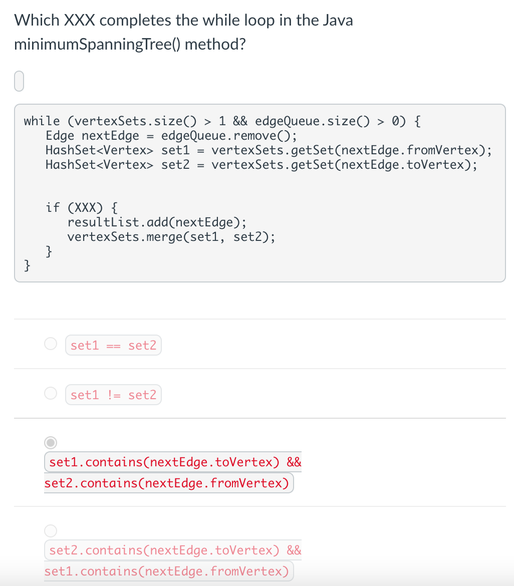 Solved The Java VertexSetCollection class is used in the | Chegg.com