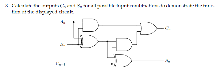 Solved 8. Calculate The Outputs Cn And Sn For All Possible 