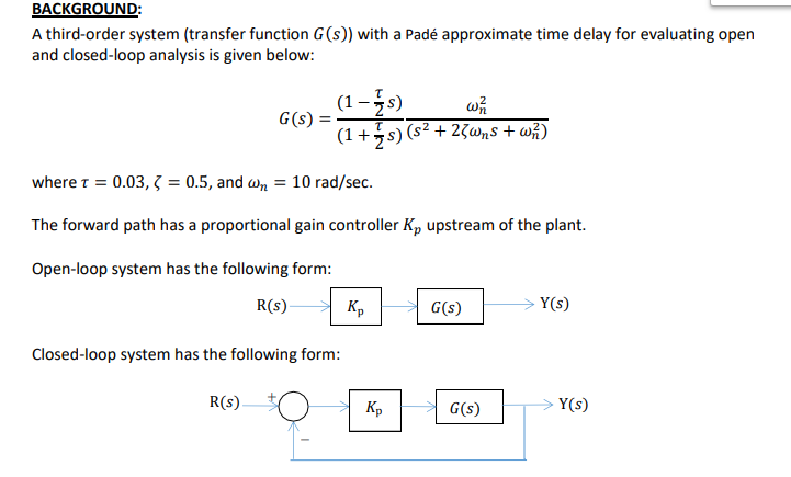 A third-order system(transfer function G(s)) with a | Chegg.com