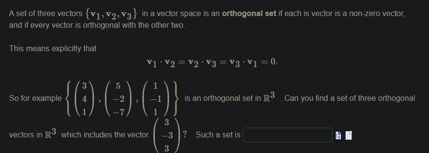 Solved A set of three vectors {v1,v2,v3} in a vector space | Chegg.com