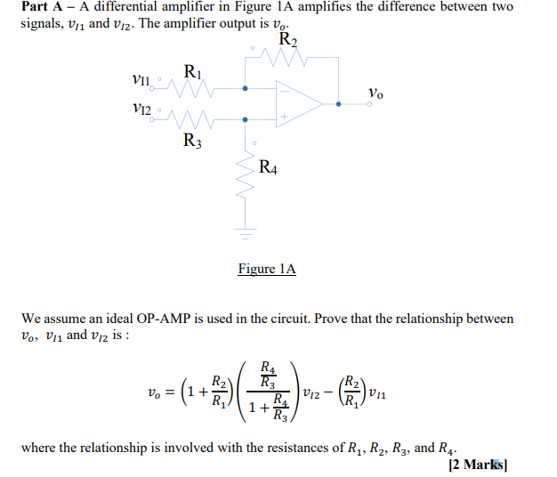 Solved Question 1 [10 Marks : Part A - A differential | Chegg.com