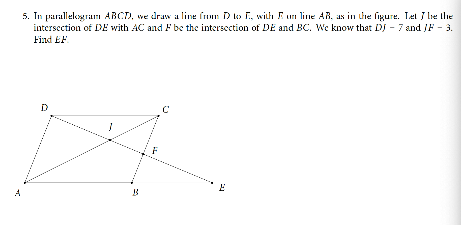 Solved a 5. In parallelogram ABCD, we draw a line from D to | Chegg.com