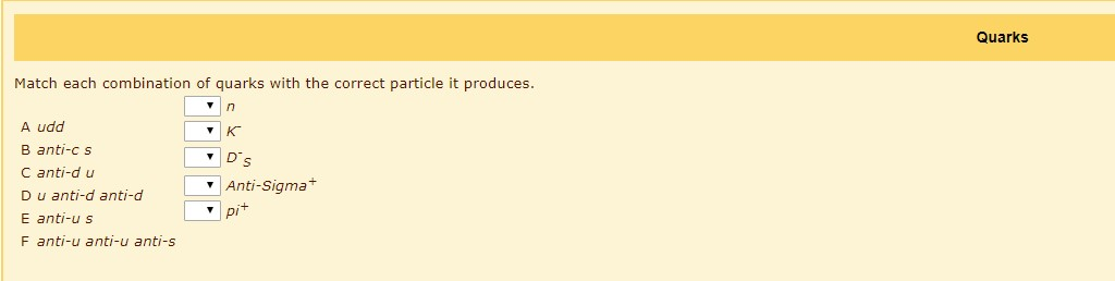 Solved Quarks Match each combination of quarks with the | Chegg.com