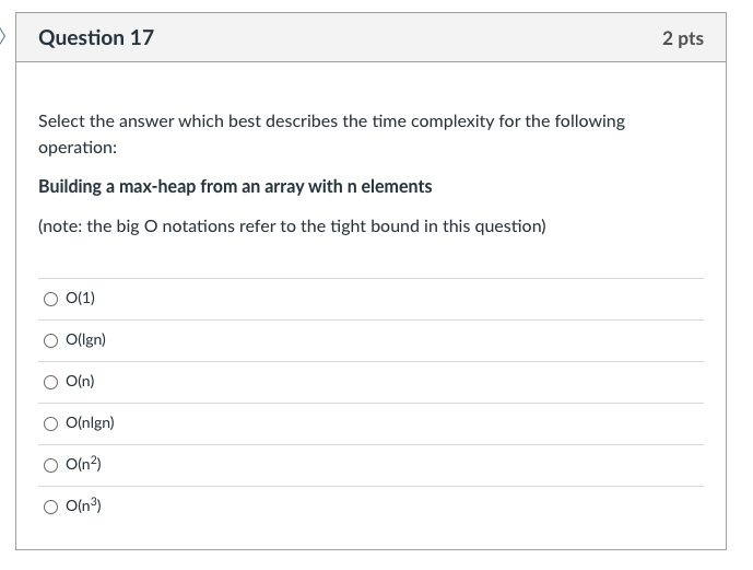 Solved Question 17 2 pts Select the answer which best | Chegg.com