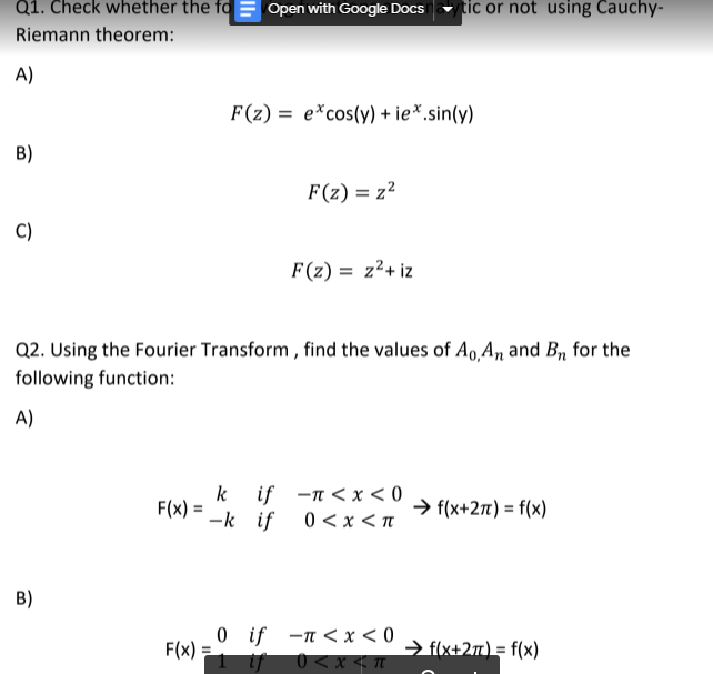 Solved q1 check whether the following functions are chegg