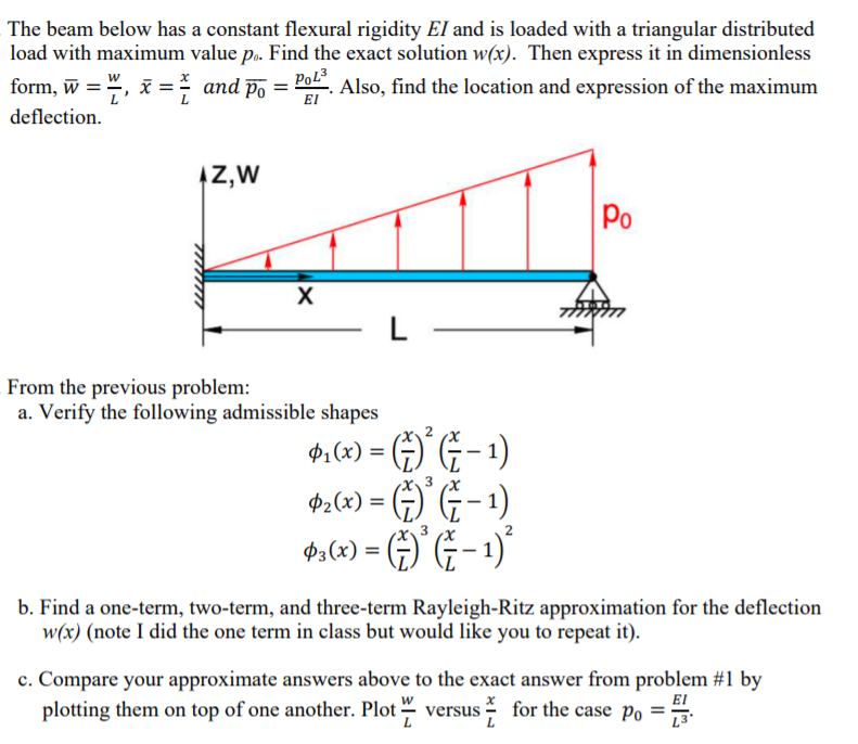 The beam below has a constant flexural rigidity EI