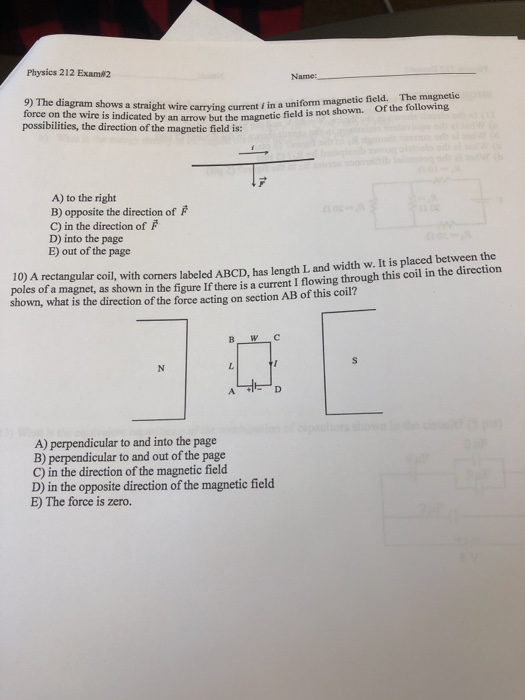 Solved Physics 212 Exam#2 9) The diagram shows | Chegg.com