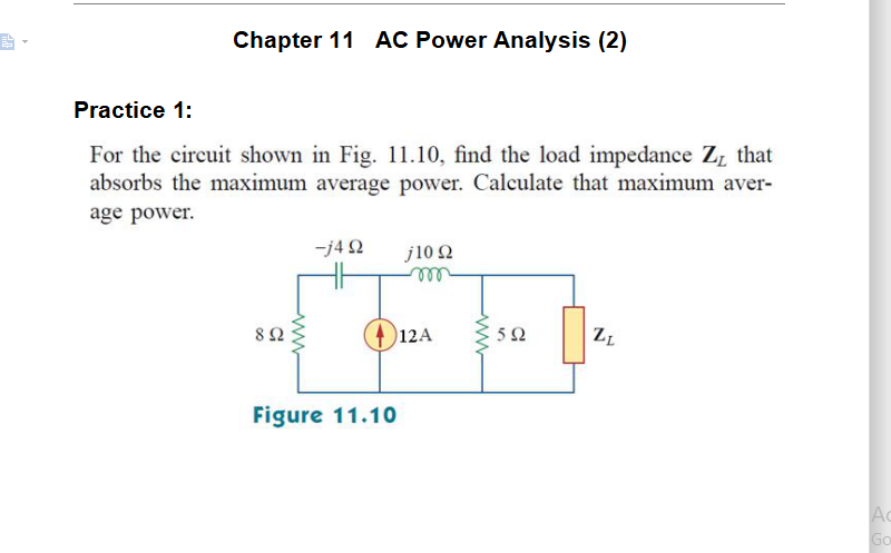 Solved Chapter 11 AC Power Analysis (2) Practice 1: For the | Chegg.com