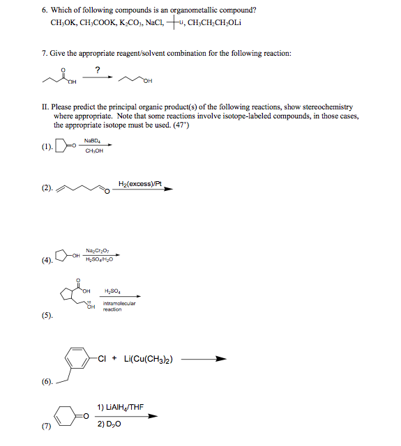 Solved 6. Which of following compounds is an organometallic | Chegg.com