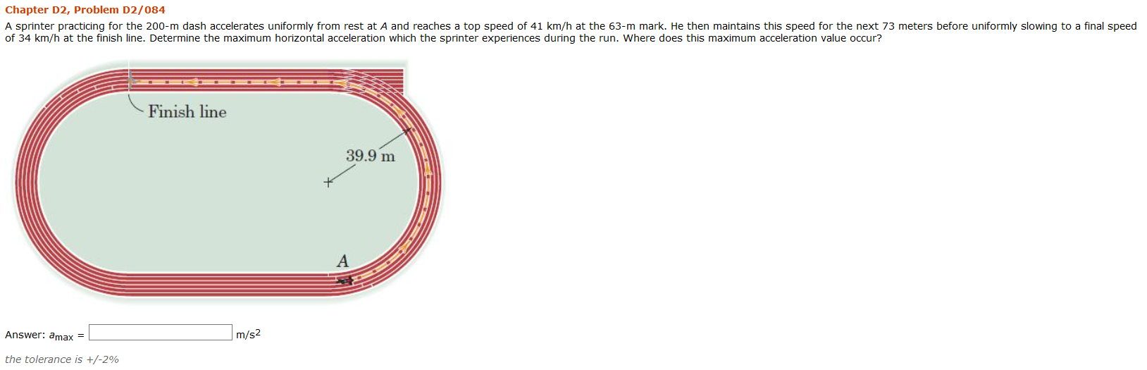 Solved Chapter D2, Problem D2/084 A sprinter practicing for | Chegg.com