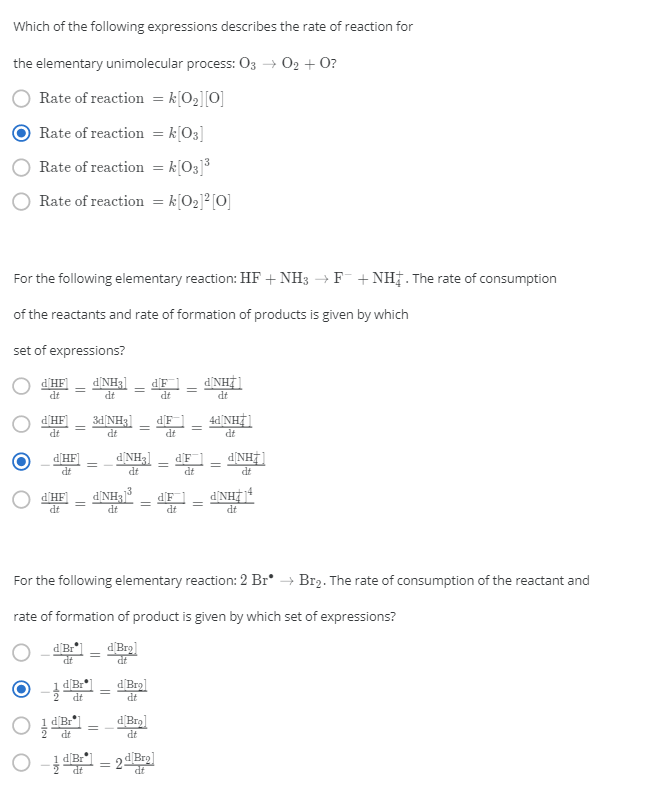 Solved Which of the following expressions describes the rate | Chegg.com