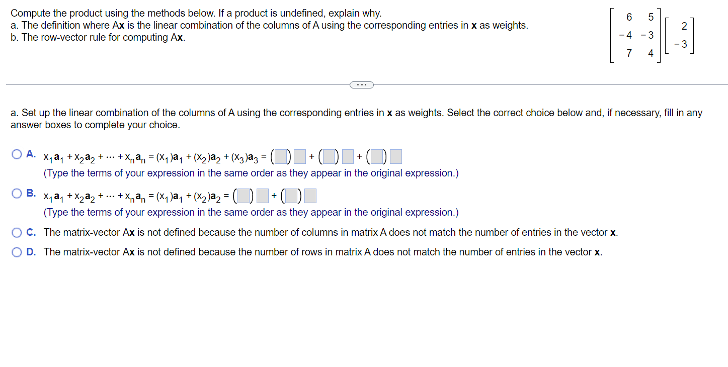 Solved Compute The Product Using The Methods Below. If A | Chegg.com