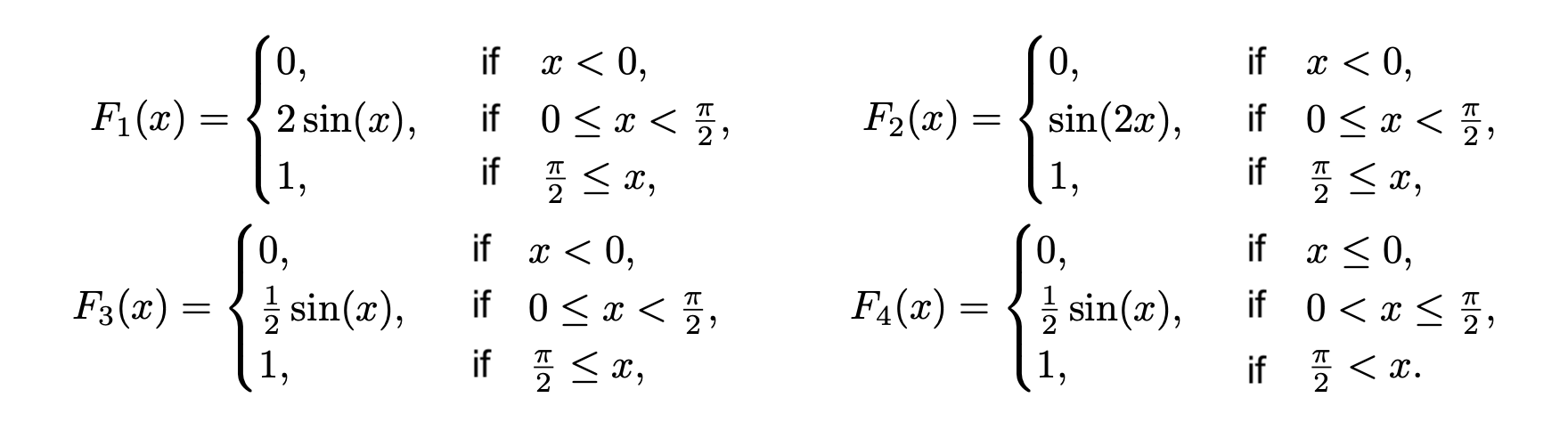 Solved Which of the following functions F1, F2, F3, F4 : R → | Chegg.com