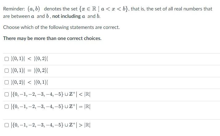 Solved Reminder: (a,b) denotes the set {x∈R∣a∣R∣Let A be the | Chegg.com
