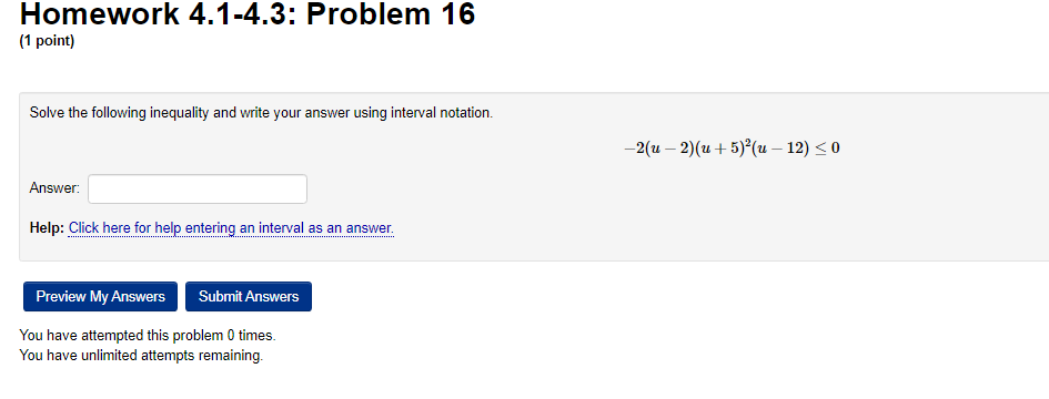 Solved Homework 4.1-4.3: Problem 16 (1 point) Solve the | Chegg.com
