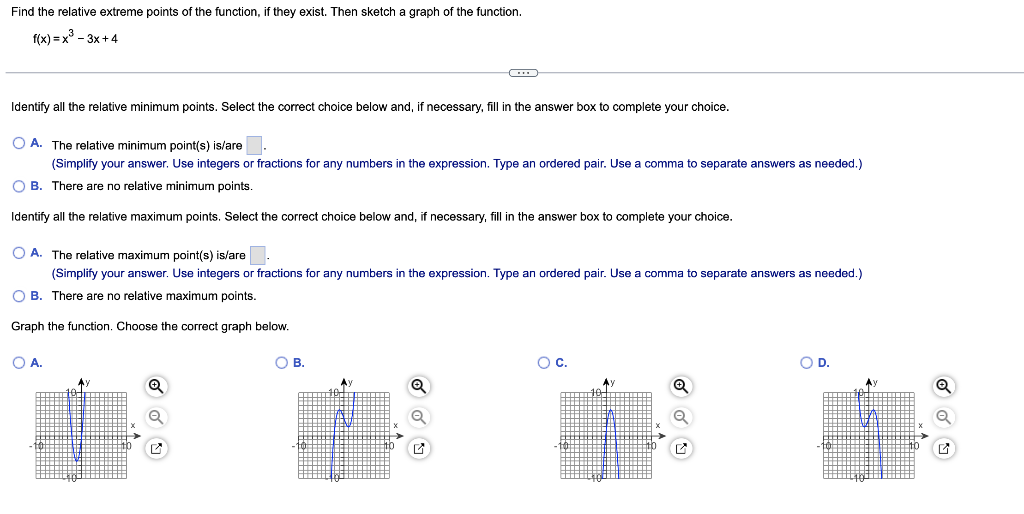 Solved Find the relative extreme points of the function, if | Chegg.com