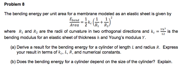 Problem 8 The bending energy per unit area for a | Chegg.com