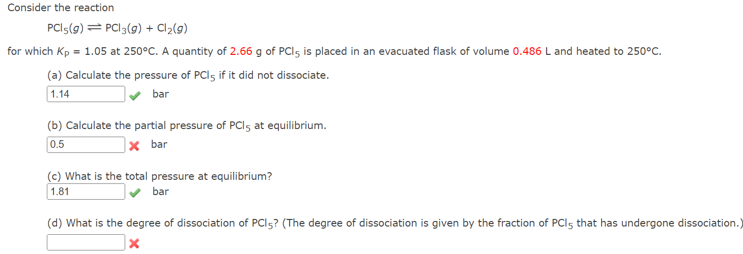 Solved Consider The Reaction PCl5(g)⇌PCl3(g)+Cl2(g) For | Chegg.com