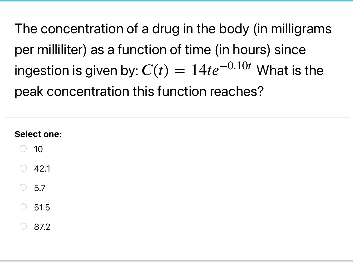 Solved The concentration of a drug in the body (in