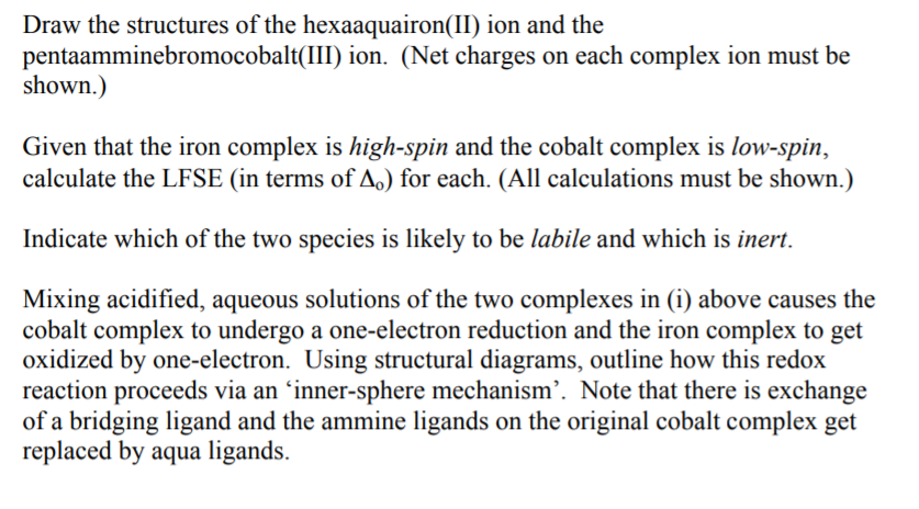 Solved Draw the structures of the hexaaquairon(II) ion and | Chegg.com