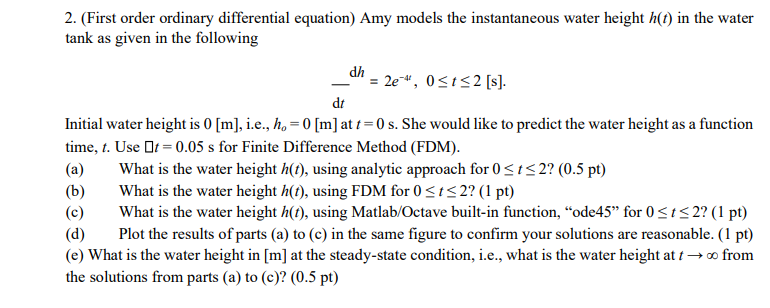 1. (First order ordinary differential equation) The | Chegg.com