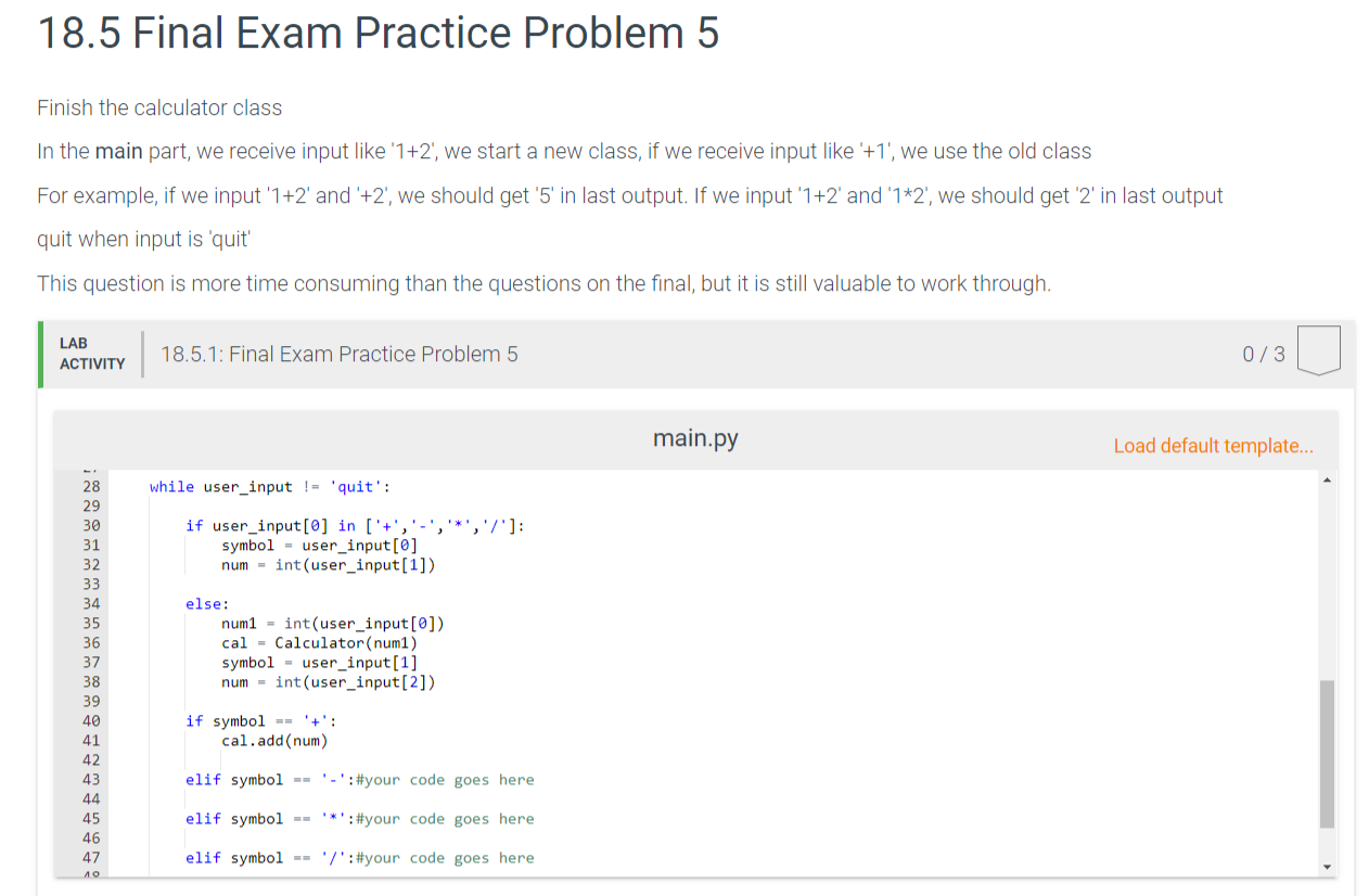 Solved 18.5 Final Exam Practice Problem 5 Finish the | Chegg.com