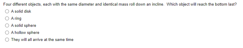 Solved Four different objects, each with the same diameter | Chegg.com