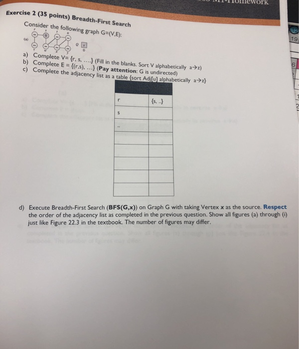 Solved Exercise 2 (35 points) Breadth-First Search Consider | Chegg.com