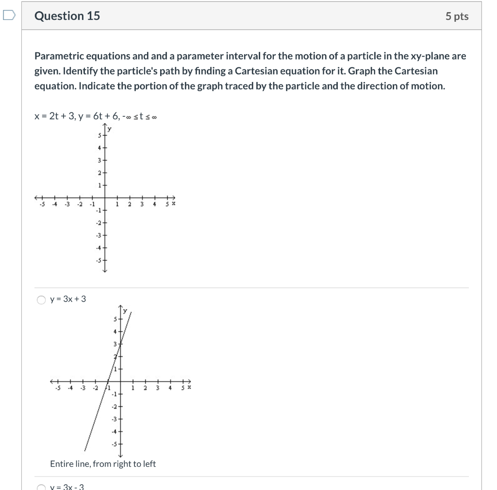 Solved Question 15 5 pts Parametric equations and and a | Chegg.com