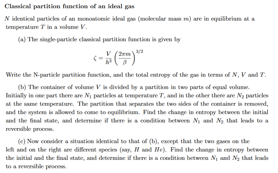 Solved Exercise 2: Consider a classical, non-ideal gas