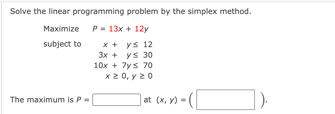 Solved Solve the linear programming problem by the simplex | Chegg.com